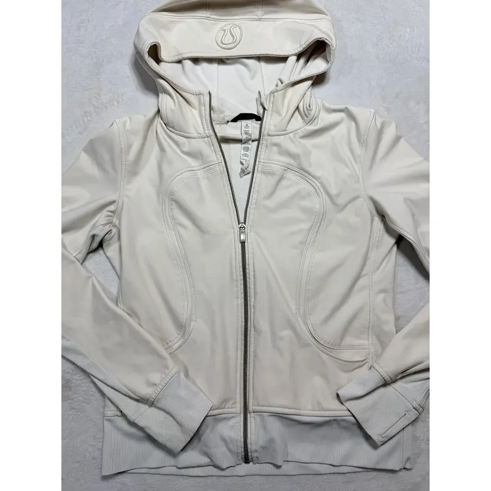 Lululemon Stride Hoodie Jacket Ivory Clean Girl Balletcore Athleisure Sz 8